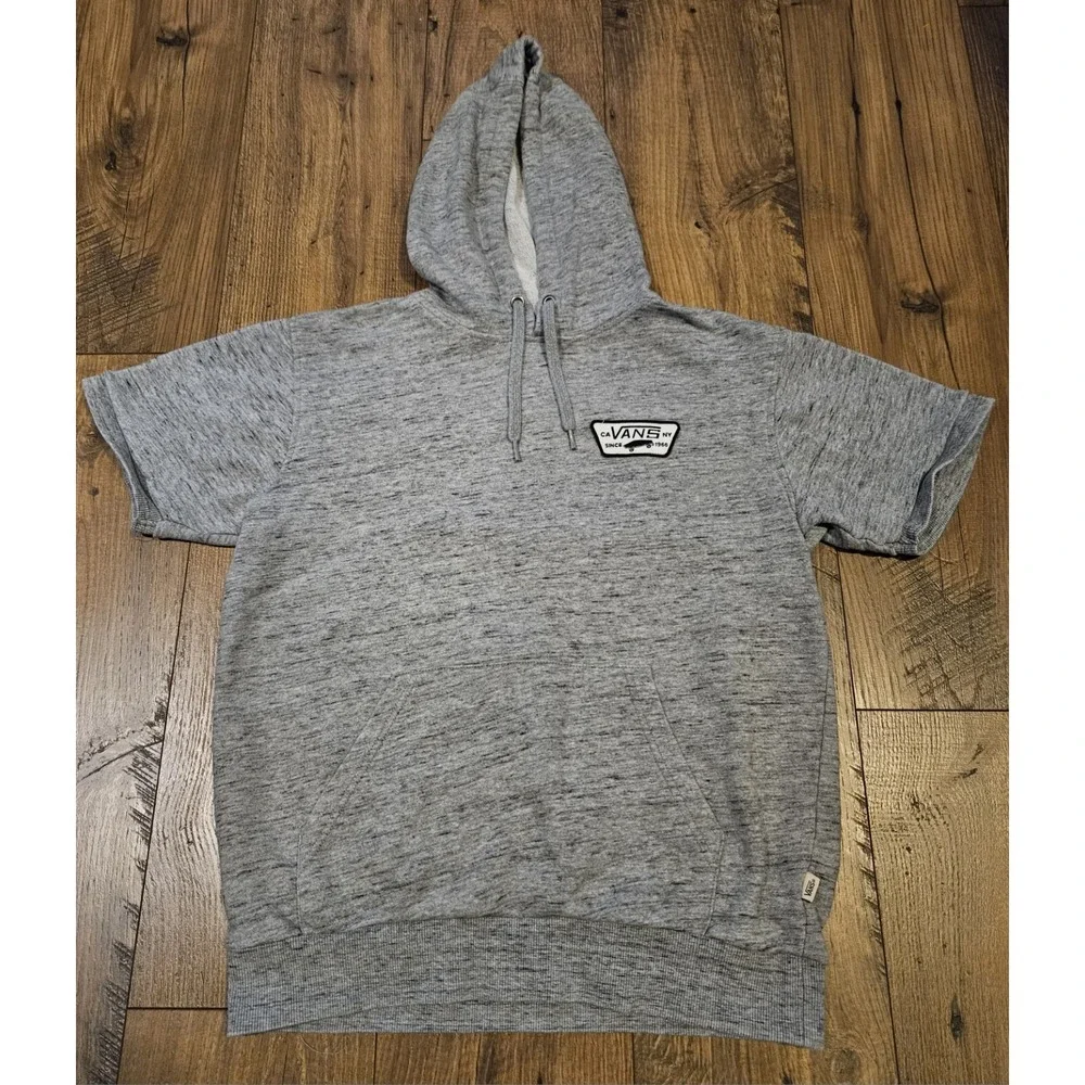 Vans Off The Wall Mens‎ Gray Pullover Short Sleeve Hoodie - Size Small